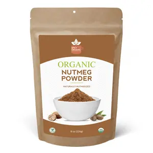 SPICY ORGANIC Ceylon Organic Nutmeg Powder (8 oz Pack)– Certified USDA Organic - Fresh Ground Nutmeg Spice for Baking, Cooking, Spices and Seasoning Vegetable Flavor Veg