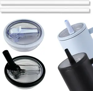 2 PCS 40 oz Replaceble Reusable Tumbler FlipStraw Lid Replacement Fit for HydroJug Stanley,SpillProof Splash Resistant Tumbler Lids Drinkware Set