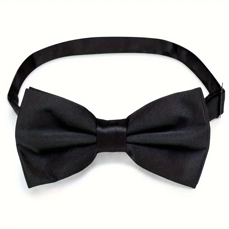 2pcs Formal Tuxedo Black Solid Bow Design, Adjustable Bow Tie for Suit Uniform