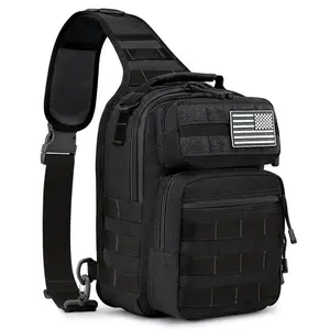 Tactical Sling Bag Backpack Military Rover Shoulder Sling Pack Molle EDC Small Crossbody Chest Pack With USA Flag Patch