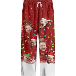Custom Pajama Pants with Pet Face Photo, Personalized PJ Bottoms for Men & Women, Christmas Gift Idea T2