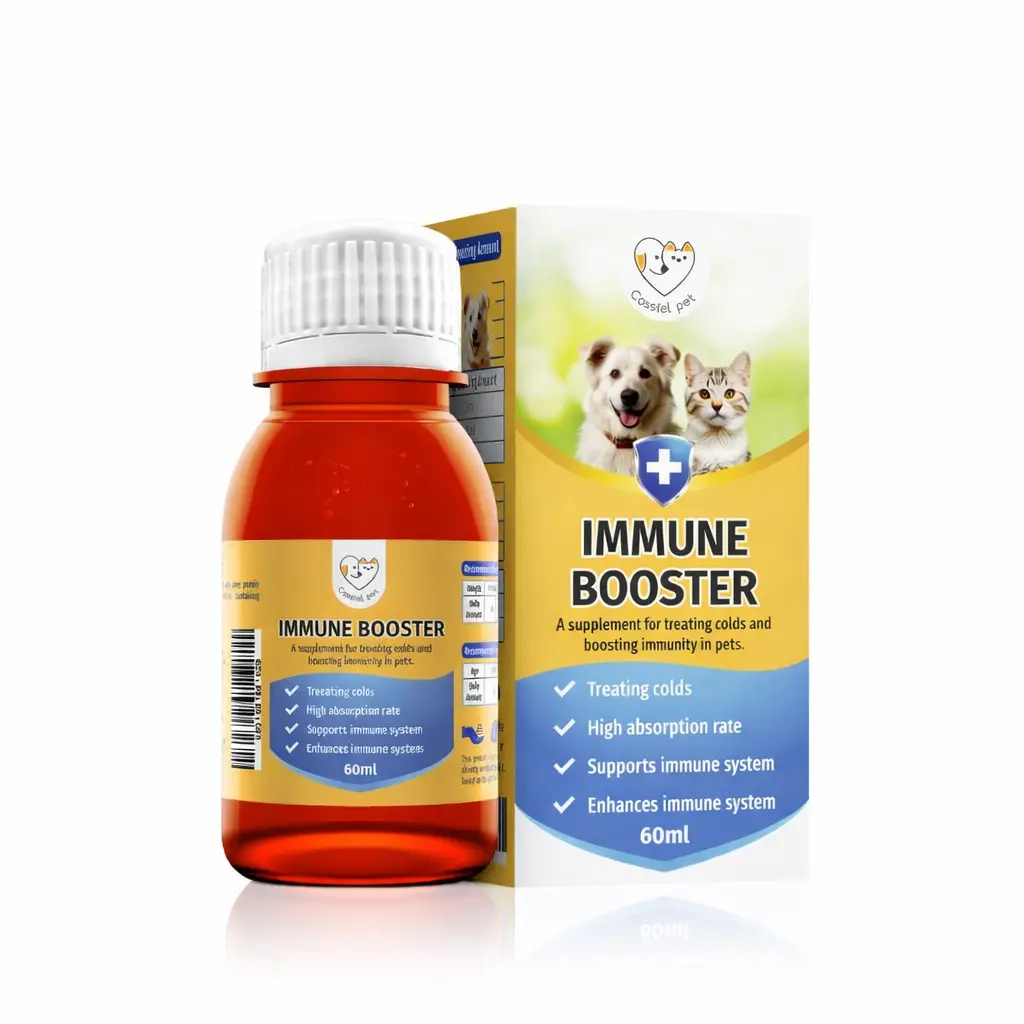 Cassiel Pet Immune Booster for Dogs & Cats, 60ml Daily Nutritional Syrup with Bovine Colostrum & Immunoglobulins, Pet Wellness Supplement for Immune Health, Vitality, Skin & Coat, Easy-to-Absorb Formula
