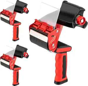3 Pcs 3 Inch Heavy Duty Packing Tape Gun Portable Tape Dispenser with Non Slip Silicone Handle for Shipping Moving Carton and Box Sealing