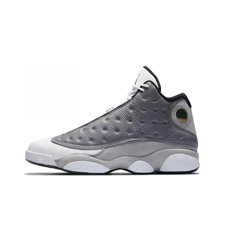 Grey Gradient White Pebbled Leather Mid Top Basketball Sneakers Unisex. All day foot comfort, breathable cushioned insole, non-slip thick outsole. Great for basketball training, streetwear style, daily walking and casual outfits for men women.