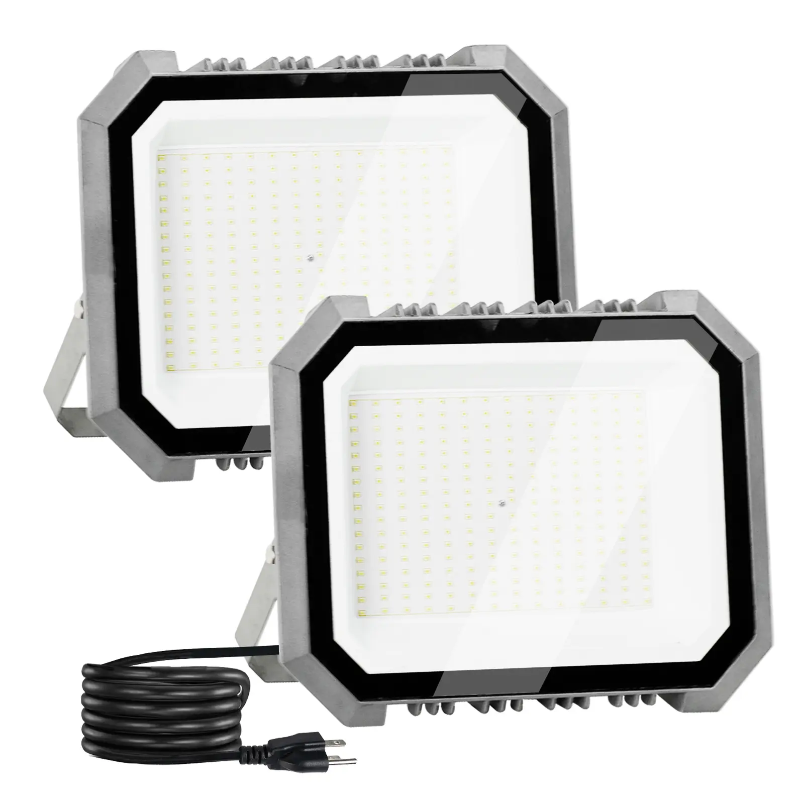 2 Pack LED Flood Lights Outdoor 200W 20000LM Super Bright 6000K IP65 Waterproof 5.9FT Plug for Garage Yard Lawn Garden