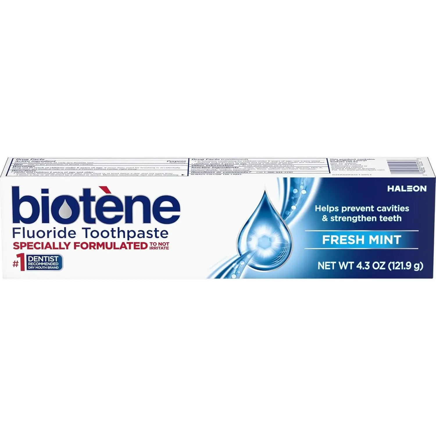 Biotene Fluoride Toothpaste for Dry Mouth Symptoms, Bad Breath Treatment and Cavity Prevention, Fresh Mint - 4.3 oz