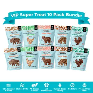 VIP Super Treat Bundle 10 pack - freeze dried raw USA sourced & made dog treats - bundle and save