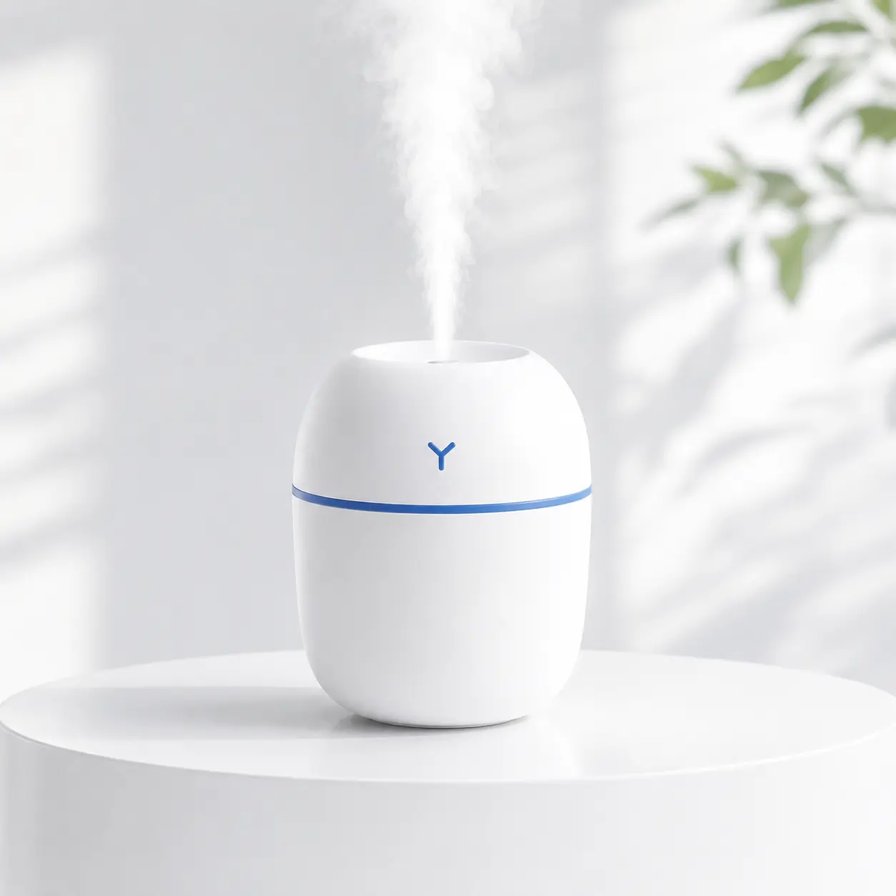 Mini Desktop Humidifier, USB Powered Cool Mist Humidifier with Soft LED Light for Bedroom, Office, Desk and Home