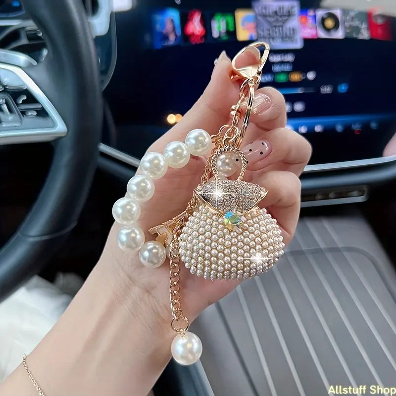 Women's Luxury Gold Elegant Keychain - Sparkling Rhinestone Car Keychain, High-End Bling Alloy Bag Charm, Everyday Carry & Hangable Ornament, Ideal Gift for Valentine's Day, Birthday, Anniversary, New Year, Keychains