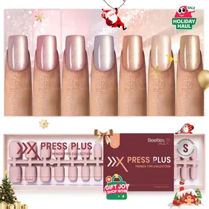 Beetles X Press Plus Cat Eye Nails Tips- 7 Colors Press On Nails | 16 Sizes 224 Pcs Natural Salon Quality Art DIY Gifts For Women Tips Only