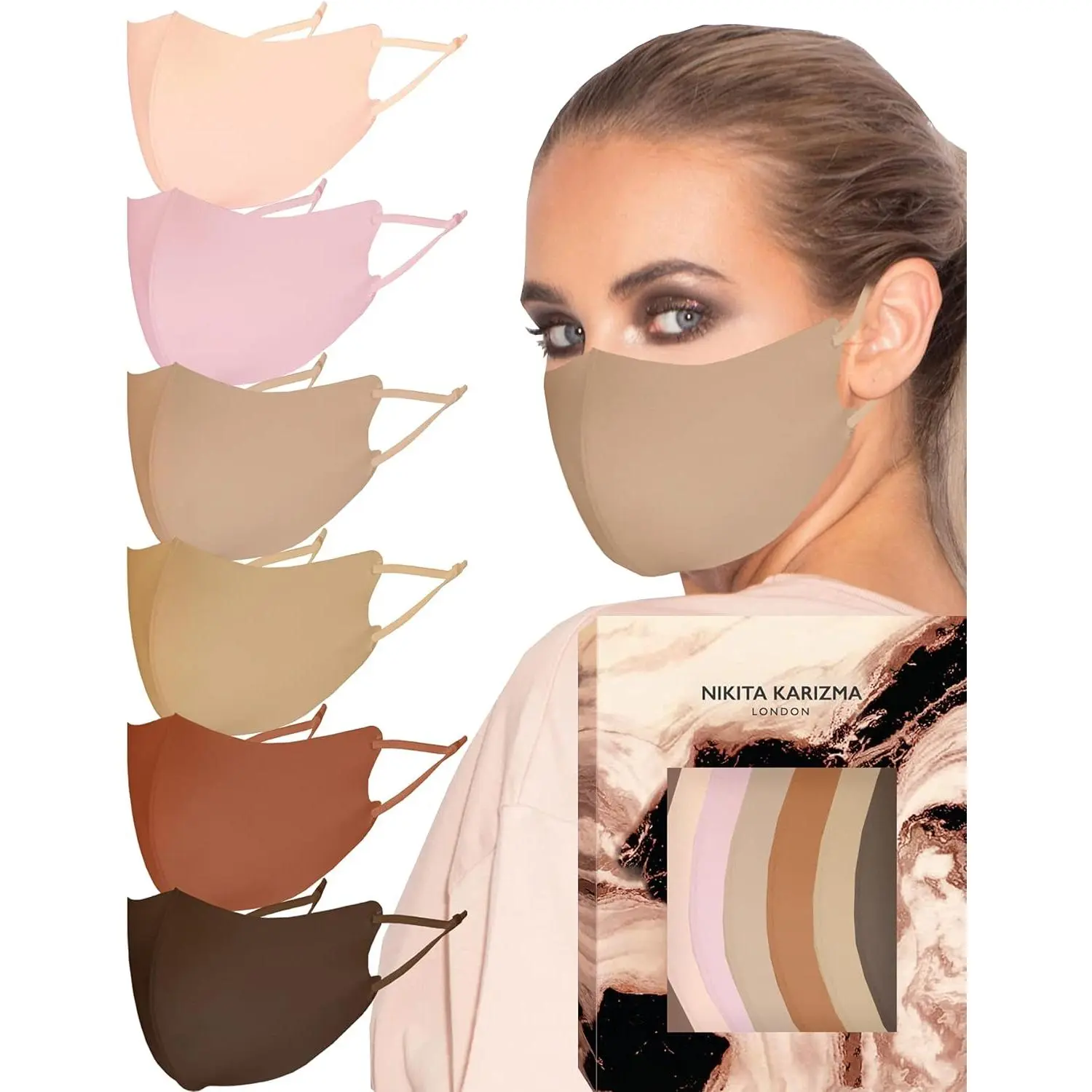 Face Wardrobe Cloth Face Mask.6 Soft Masks Washable Fabric with Adjustable Ear Loops.'Earth Shades’ Pack.Face Mask Reusable and Stretchy.Fabric Face Masks 6 Pieces