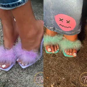 Backless Faux Fur Heels