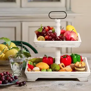Decorative Two Tiered Wooden Serving Tray