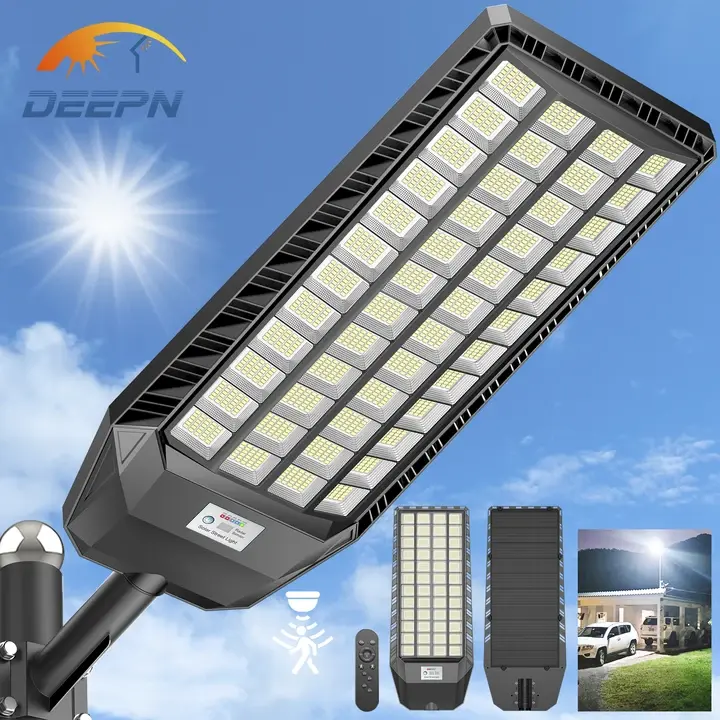 DEEPN Solar lights outdoor 1440 LEDs, IP67 Waterproof Ultra Bright Outdoor Lamp with Motion Sensor & Remote Control ,Suitable for parking lots, roads, lawns, parks, courtyards, commercial areas and other outdoor places