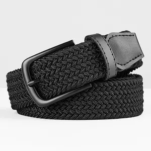 Men's Sports Elastic Belt, Golf Belt with High Quality Alloy Buckle, Woven Hole-less Design, Adjustable Size Anywhere, Comfortable, Breathable, Match with Jeans and Casual Pants Clothing Accessory, A Multi-Functional Belt for All Occasions.