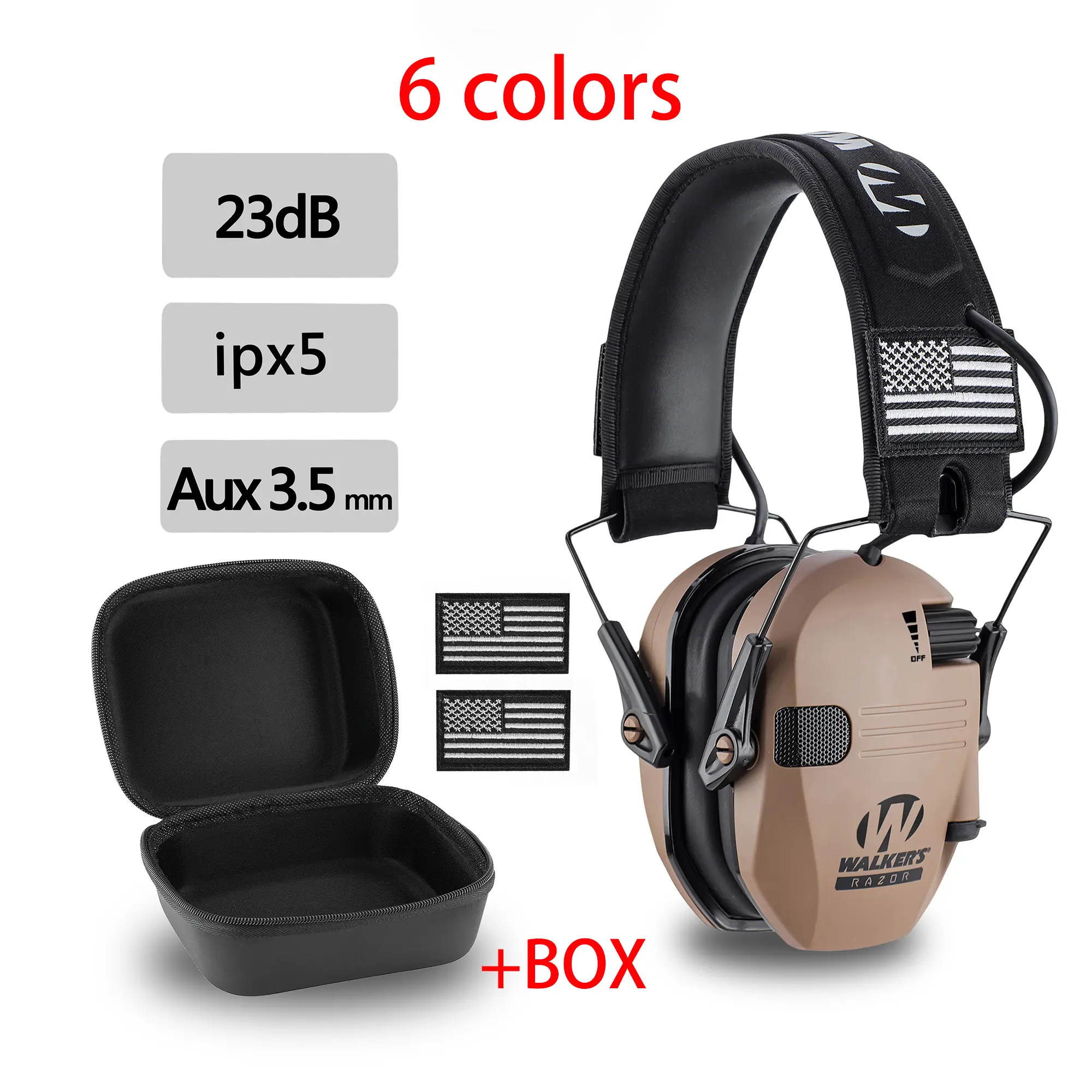 Noise-canceling headphones, designed for hunting, outdoor use, ear protection, suitable for ranges, over-ear style.