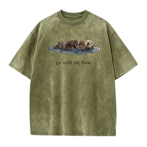 Vintage Go With The Flow Otter T-Shirt, Funny Animals Tee