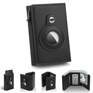 【Mens Gifts】Mens Leather Wallet Card Holder: Pop Up Aluminum Case, Smart, RFID Blocking, Slim, Minimalist - 9-14 Card Capacity | ID Window | Cash Slot Removable Cardholder