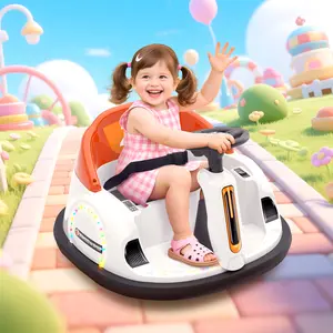 KORIMEFA 12V Electric Ride on Bumper Car Toys 360° Spinning Bumping Toy Gifts Cars, Music Play, Lights for Kids