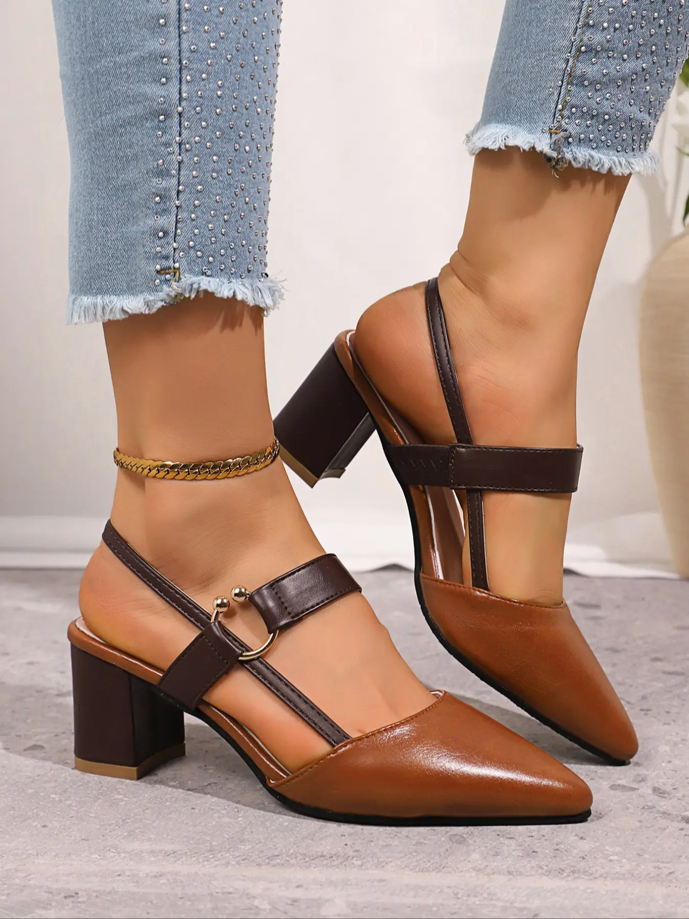 Fashion Solid Color Halter High Heels, Elegant Pointed Toe High Heels for Daily Wear Summer, Casual Versatile Women's Shoes Footwear Rubber