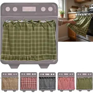 Handmade Oven Skirts Oven Curtain for Farmhouse Kitchen Decor Decorative Cabinet Dish Washer Oven Curtains Heat-Resistant Ribbon Ties Ruffled Trim Effortless Install Elevate Style