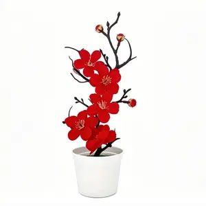 Artificial Plum Blossom Bonsai, With Flower Pot, Realistic Plum Blossom And Cherry Blossom Design, Lifelike Artificial Flower, Artificial Flower Decorations, Perfect For Home, Office Decor