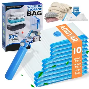 11 Pack Vacuum Storage Bags, Space Saver Bags (2 Jumbo/4 Large/4 Medium)Clothes Storage Organiser, Hand Pump Included,Organiser Space Saving