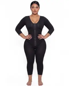 Colombian Full Body Shapewear Bodysuit | Postpartum & Post Surgery | Snatched Waist Tummy Control Long Sleeve
