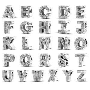 MULA A-Z Alphabet Beads - 925 Silver with Platinum Plated, Customizable Initial Charm Beads for Bracelets and Necklaces Ideal Gift for Girls and Women Fits All Pandora Bracelets and Necklaces