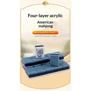 4 Layer Acrylic American Mahjong Set Portable Travel Size Handmade Colorful Mahjong Tiles Complete Game Set for Adults Family Party Gifts