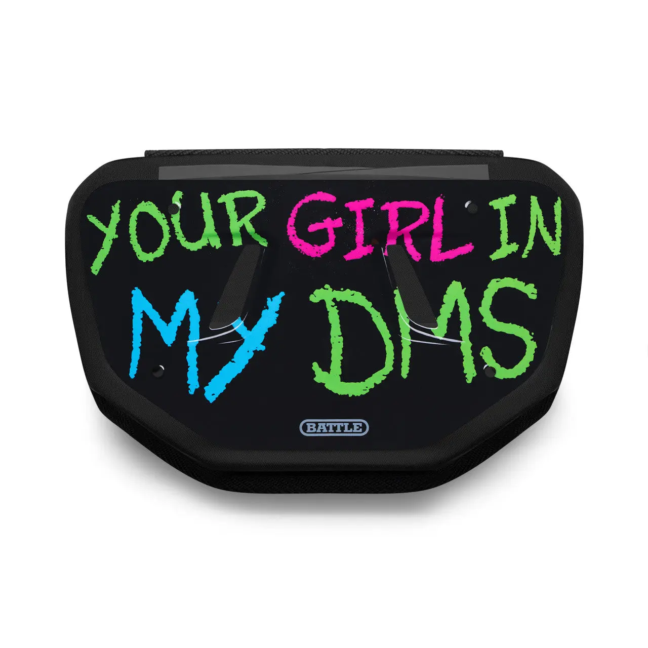 Battle "In My DMs" Football Back Plate - High-Impact Foam Interior, Curved Design for Max Energy Disbursement, Universal Fit, Adult & Youth Sizes