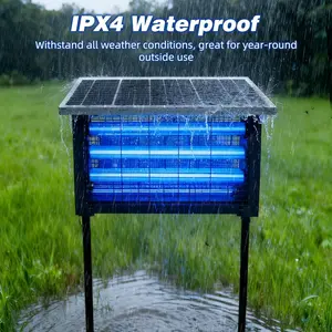 Solar Powered Electric Bug Zapper, 4200V Mosquito Killer Lamp, IPX4 Waterproof UV Light Trap for Patio, Garden, Camping