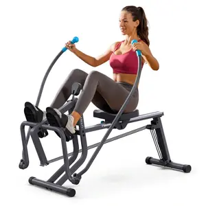 Rowing Machine - Extra-Long Rail, 265 Lbs Weight Capacity, Compact Design For Home, Smooth Rowing Experience, Space-Saving, Ergonomic Seat, Adjustable Footrests, And Quiet Operation