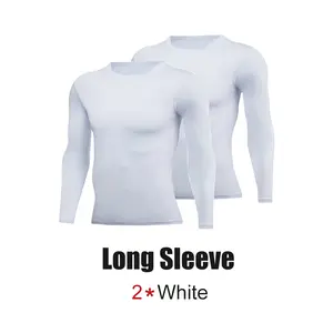 PSYCHE 2-Pack Men's Compression Shirt Long Sleeve Workout Gym T-Shirt Running Top Cool Dry Sports Base Layer Undershirt, Sweat-Wicking Ultra-Breathable Muscle Support
