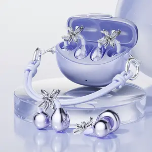 CHENRUIDA M106 Women's Headphones with Dynamic Stereo Earbuds ENC Call Noise Reduction IPX7 Waterproof 360° Panoramic Sound Ear Clip Earphones Comfortable Fit pink head phones