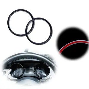 2pcs Carbon Fiber Red Dash Speedometer Surrounding Decoration Rings Cover Trim For Ford Mustang 2015-2020