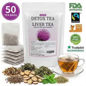 LVSEFOD  Premium Liver and Kidney Cleanse Detox Tea Dandelion Root Licorice Root Peppermint Burdock Root Nettle Leaf 50 Tea Bags 3.5 oz Herbal Cleansing No Caffeine Healthy Tea Bags