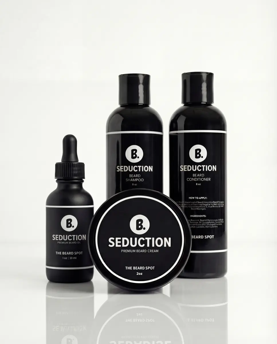 The Beard Spot First Impression Beard Care Kit, 4 Piece Set with Beard Shampoo, Conditioner, Oil and Cream