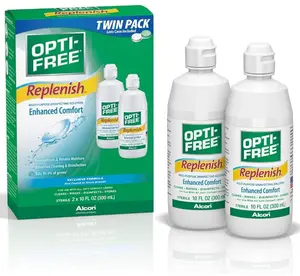 Opti-Free Replenish Multi-Purpose Contact Lens Cleaning and Disinfecting Solution with Lens Case, 10 FL OZ (Pack of 2)