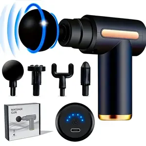 Portable Handheld Massage Gun for Muscle Relief – Deep Tissue Percussion Massager with Multiple Replacement Heads for Full Body Recovery