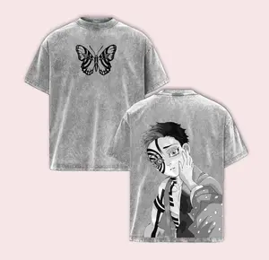 Koyuki x Hakuji Demon Slayer Infinity Castle, Akaza Vintage Washed Oversized Anime Tee, Retro Manga Streetwear Top, Dark Villain Animecore Aesthetic Graphic Shirt, Unisex Menswear Daily Outfit eric  emanuel