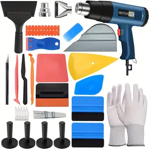 Vinyl Wrap Tool Kit with Heat Gun for Vinyl, Vinyl Wrap Kit Car Wrap Tools Felt Squeegee, Tucking Squeegee, Gloves, Magnets Holder Wrap Tools Window Tint Tools for Car Film Installation