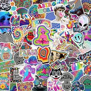 224PCS Trippy Stickers Psychedelic Stickers, Magic Accessories Stickers,Hippie Sticker Packs,Laptop Water Bottle Car Cup Computer Guitar Skateboard Luggage Bike