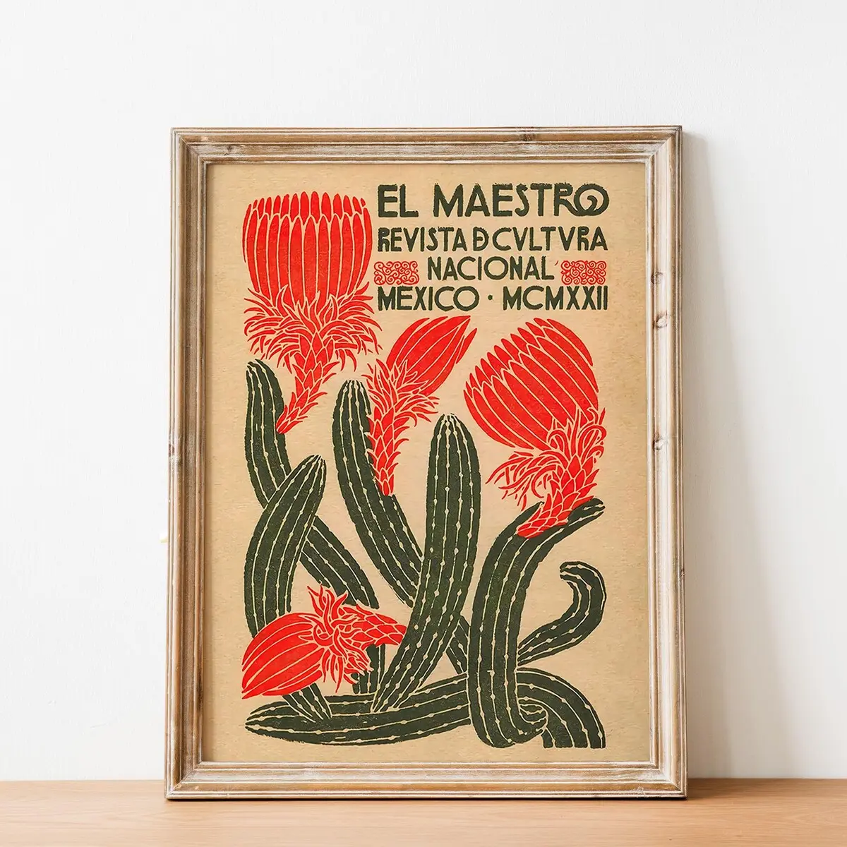 Mexican Exhibition Art Poster, Vintage Cactus Wall Art, Mexican Poster, Vintage El Maestro Poster, Mexico Travel Poster, Wall Art, Room Decor, Unframed