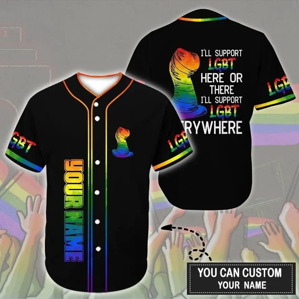 Custom LGBT Pride Rainbow Baseball Jersey Shirt, Rainbow Pride Shirt, Rainbow Lips Jersey Shirt, Lgbt Jersey Shirt, Lgbt Pride Jersey Shirt