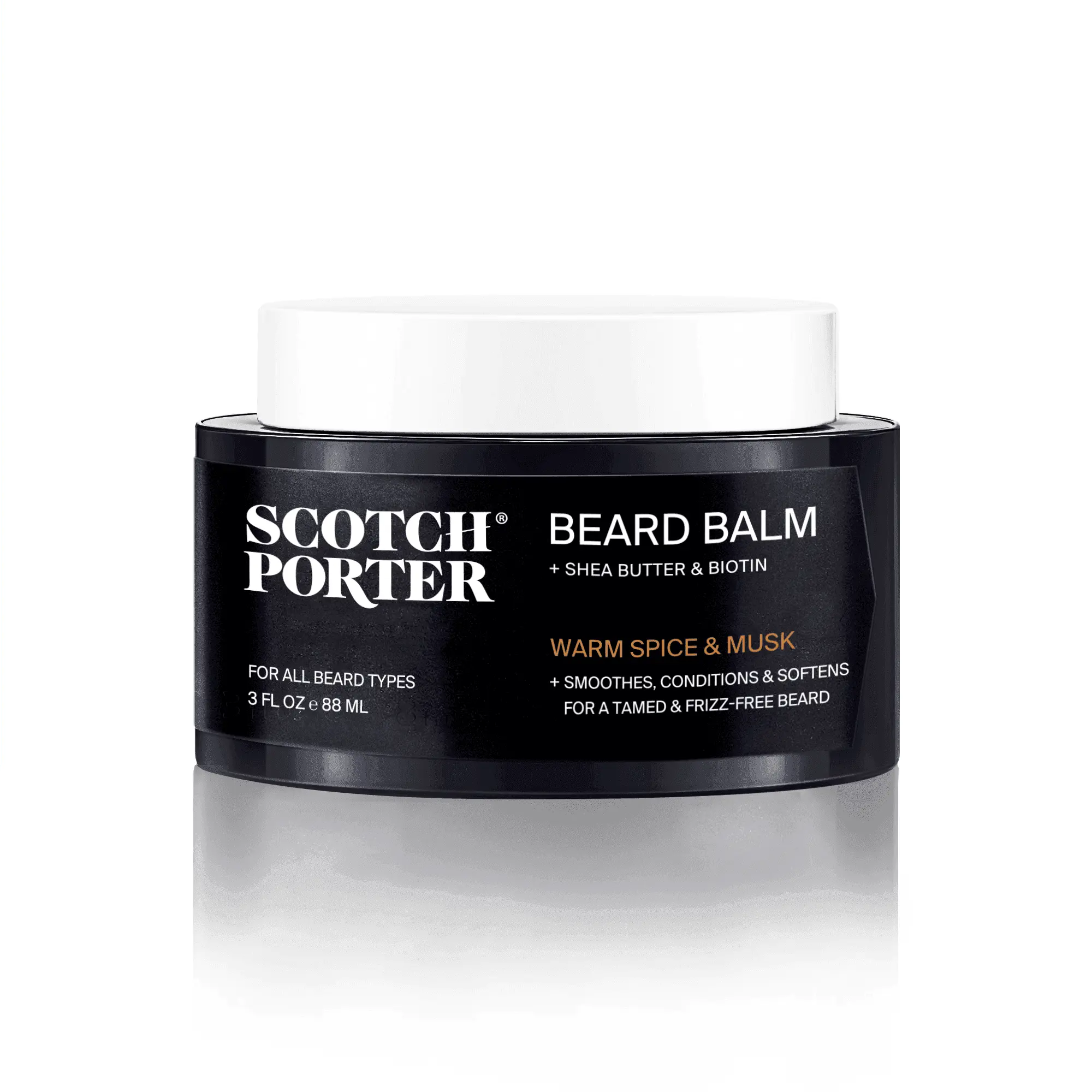 Scotch Porter Conditioning Beard Balm – Smooth, Shape, Moisturize & Soften Coarse, Dry Facial Hair for a Well-Groomed Beard – Original Scent, 3 oz. Jar