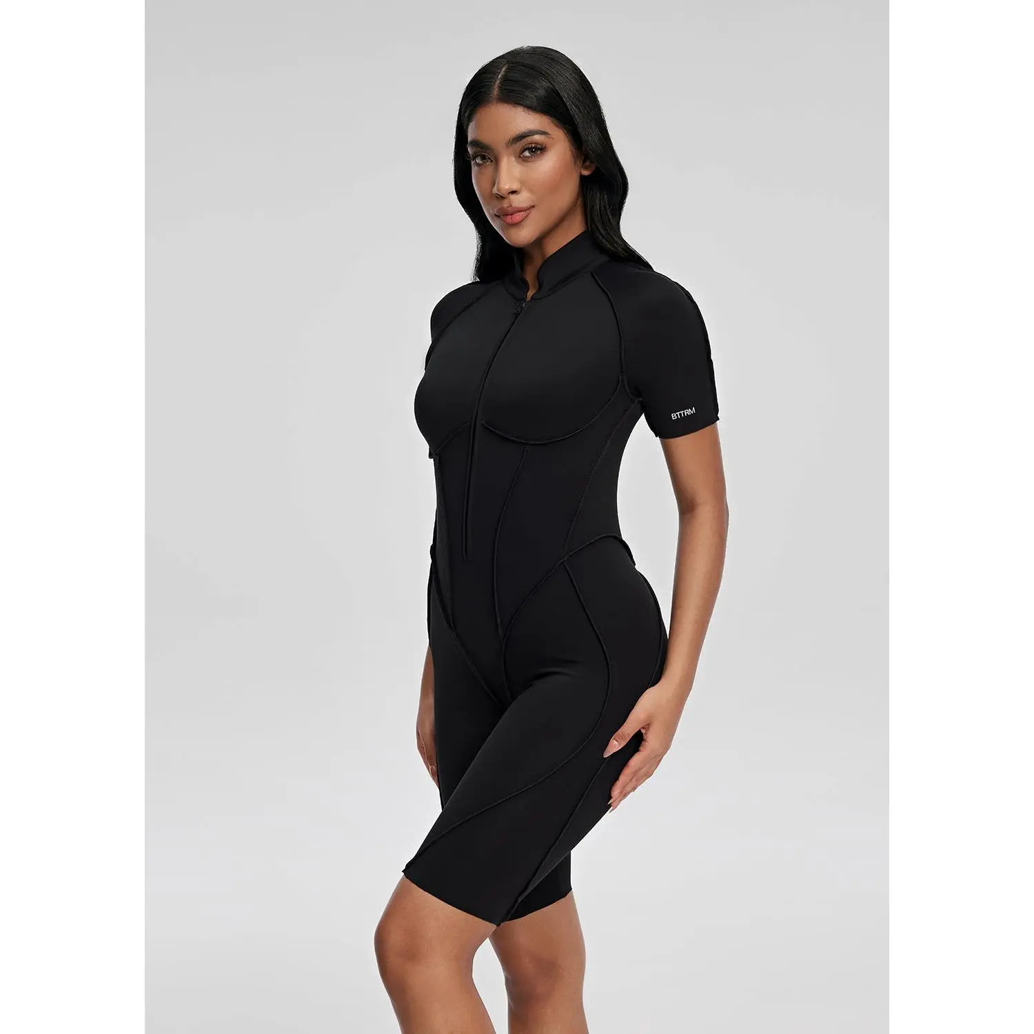 Women's Closed-Back Shorts Catsuit - Catline Collection, Workout Jumpsuit, Activewear Clothing, Athletic Style Activewear, Sporty Jumpsuit, Second Skin, Sculpted Seams