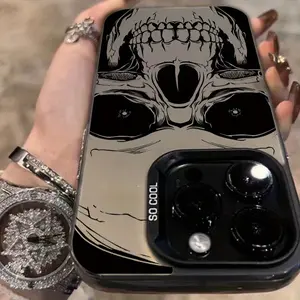 retro Cool Skull Pattern Phone Case, Suitable for iPhone 17/16/16Pro/16ProMax/16Plus/15/15Plus/15Pro/15ProMax, 14/14Plus/14Pro/14ProMax, 13/13Pro/13ProMax, 12/12Pro/12ProMax, 11/11Pro/11ProMax, 7/8Plus, XR/Xs/XsMax, Shockproof, Durable, High-End