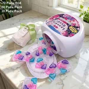 5-In-1 Laundry Pods, Concentrated Detergent Capsules, Deep Cleaning, Powerful Clean, Fabric Softening, Long-Lasting Scent, 10/30/70 Pieces, 8g Weight, Portable Laundry Detergent, Premium Detergent Pods