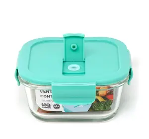 Glass Container / Containers with Green Ventilation Lid Heat-Resistant Airtight 10.8oz Square Baking Dish 1320 ML